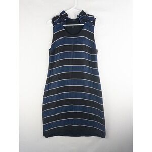 Banana Republic Dress Womens 10 Blue Black‎ Pencil Striped Sleeveless Work Dress